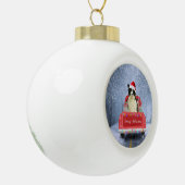 Grens Collie Dog in sneeuw, kerstmis Keramische Bal Ornament (Links)