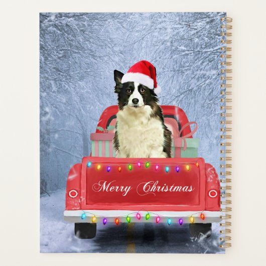 Grens Collie Dog in sneeuw, kerstmis Planner (Achterkant)