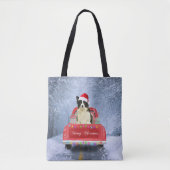 Grens Collie Dog in sneeuw, kerstmis Tote Bag (Voorkant)