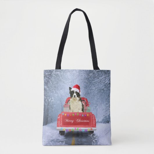 Grens Collie Dog in sneeuw, kerstmis Tote Bag (Voorkant)