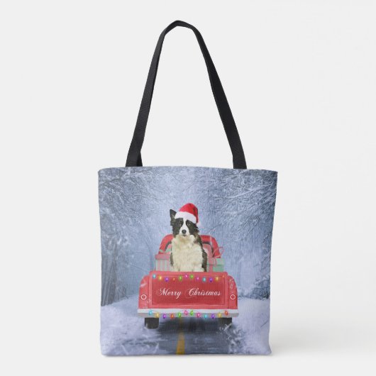 Grens Collie Dog in sneeuw, kerstmis Tote Bag (Achterkant)