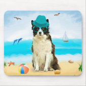 Grens Collie Dog op Beach Sierkussen Muismat (Voorkant)