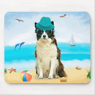 Grens Collie Dog op Beach Sierkussen Muismat