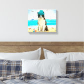 Grens Collie Dog op strand Canvas Afdruk (Insitu (Slaapkamer))
