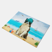Grens Collie Dog op strand Deurmat (Schuin)