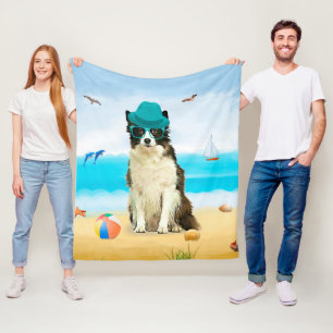 Grens Collie Dog op strand Fleece Deken