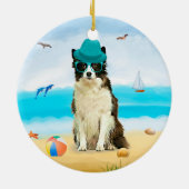Grens Collie Dog op strand Keramisch Ornament (Achterkant)