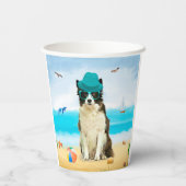 Grens Collie Dog op strand Papieren Bekers (Achterkant)
