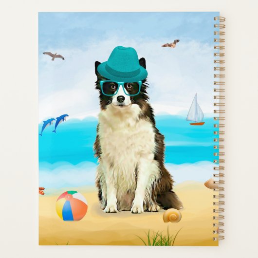 Grens Collie Dog op strand Planner (Achterkant)