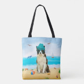 Grens Collie Dog op strand Tote Bag (Achterkant)
