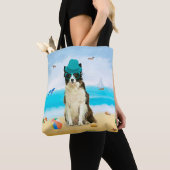 Grens Collie Dog op strand Tote Bag (Dichtbij)