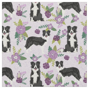 Grens Collie dog paarse florae Stof