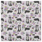 Grens Collie dog paarse florae Stof (Swatch)