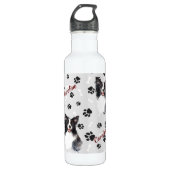 Grens Collie Dog Pawprint Waterfles (Voorkant)