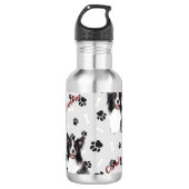Grens Collie Dog Pawprint Waterfles (Voorkant)