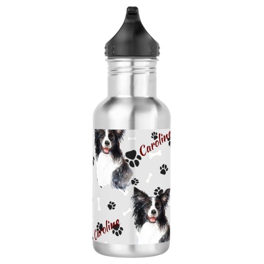 Grens Collie Dog Pawprint Waterfles (Rechts)