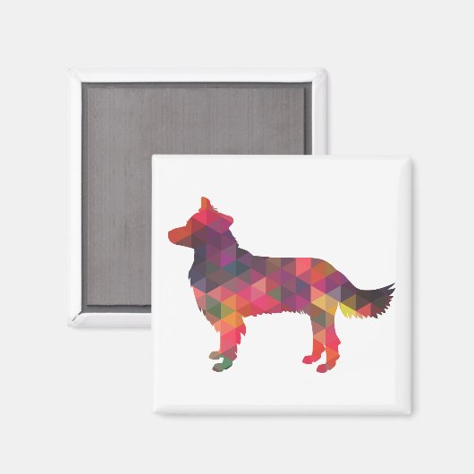 Grens Collie Geometric Silhouette Multi Magneet (Voorkant / Achterkant)
