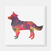 Grens Collie Geometric Silhouette Multi Magneet (Voorkant)