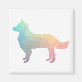 Grens Collie Geometric Silhouette Pastel Magneet (Voorkant)
