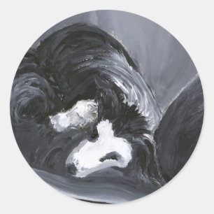 Grens Collie het Vastleggen van het Schilderen Ronde Sticker