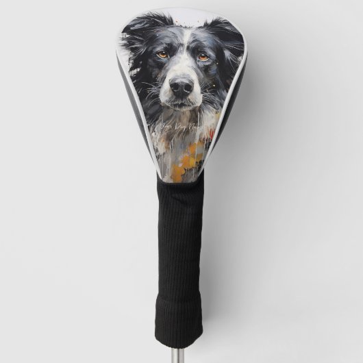 Grens Collie hond in de wind 003 - Yacobsen Deros Golfheadcover (Voorkant)