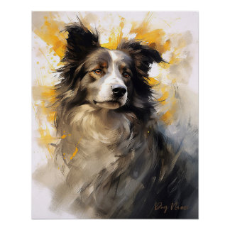 Grens Collie hond in de wind 004 - Yacobsen Deros Perfect Poster