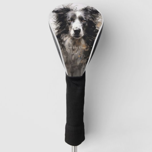 Grens Collie hond in de wind 005 - Yacobsen Deros Golfheadcover (Voorkant)