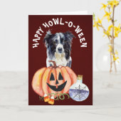 Grens Collie Howl-o-Ween Greeting Kaart (Gele Bloem)