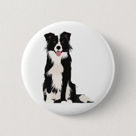 Grens Collie Illustratie! Ronde Button 5,7 Cm (Voorkant)