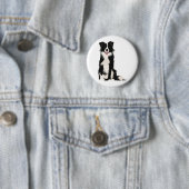 Grens Collie Illustratie! Ronde Button 5,7 Cm (In situ)