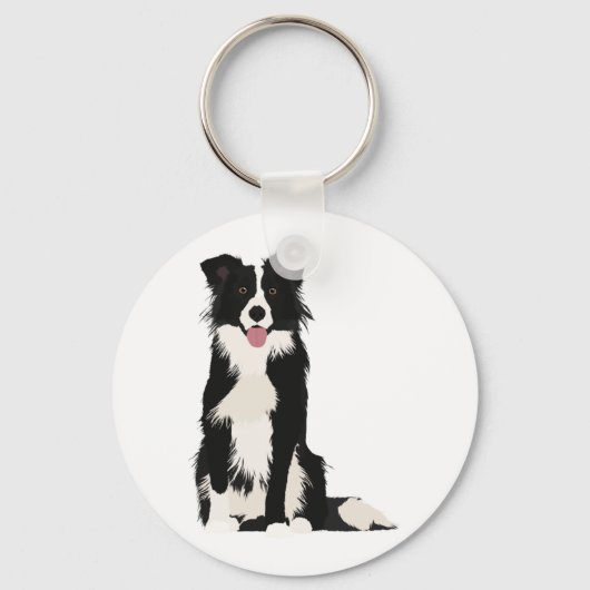 Grens Collie Illustratie! Sleutelhanger (Voorkant)