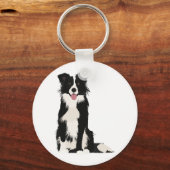 Grens Collie Illustratie! Sleutelhanger (Voorkant)