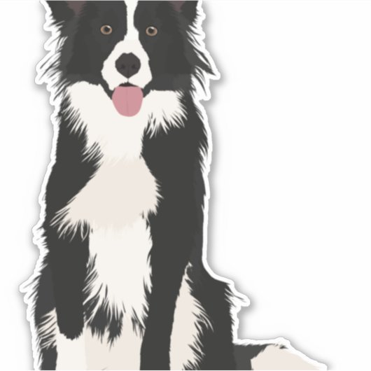 Grens Collie Illustratie! Sticker (Voorkant)