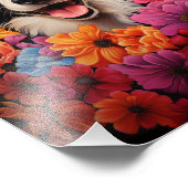Grens Collie in bloemen Foto Afdruk (Hoek)