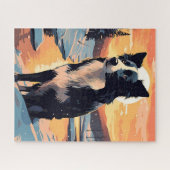 Grens Collie in het besneeuwde bos tijdens zonsond Legpuzzel (Horizontaal)