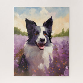 Grens Collie in Lavendel veld Legpuzzel