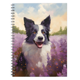 Grens Collie in Lavendel veld Notitieboek