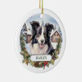 Grens Collie Keramische Cirkel Ornament (Rechts)