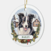 Grens Collie Keramische Cirkel Ornament (Links)