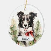 Grens Collie Keramische Cirkel Ornament (Links)