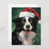 Grens Collie Kerstborstel schilderen kunstwerk Feestdagenkaart (Voorkant / Achterkant)