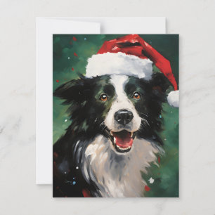 Grens Collie Kerstborstel schilderen kunstwerk Feestdagenkaart