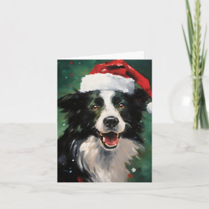 Grens Collie Kerstborstel schilderen kunstwerk Kaart