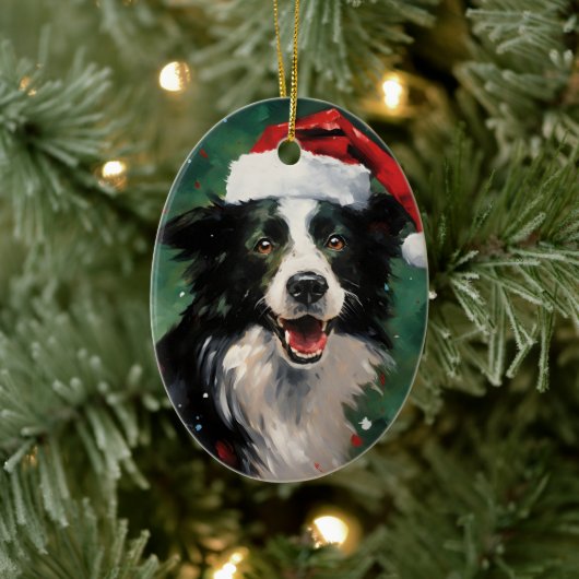 Grens Collie Kerstborstel schilderen kunstwerk Keramisch Ornament (Boom)