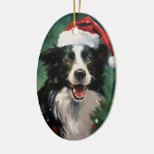 Grens Collie Kerstborstel schilderen kunstwerk Keramisch Ornament (Links)