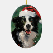 Grens Collie Kerstborstel schilderen kunstwerk Keramisch Ornament (Voorkant)