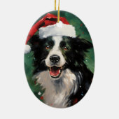 Grens Collie Kerstborstel schilderen kunstwerk Keramisch Ornament (Achterkant)