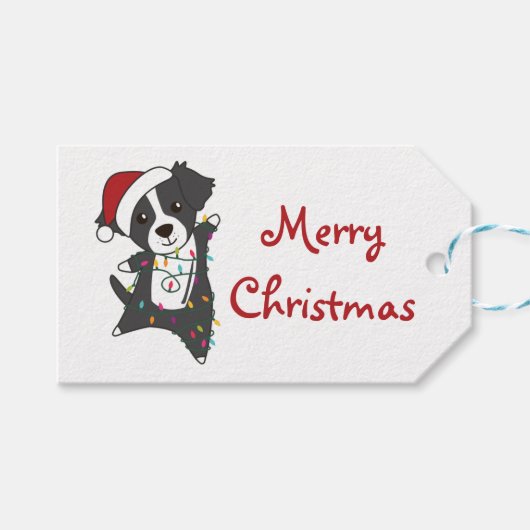 Grens Collie Kerstmis Winterdieren Honden Tr Cadeaulabel (Voorkant (Horizontaal))