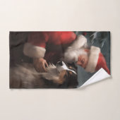 Grens Collie Met Sinterklaas Feestelijke Kerstmis Bad Handdoek (Handdoek)