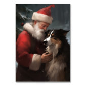 Grens Collie Met Sinterklaas Feestelijke Kerstmis Kaart (Achterkant)